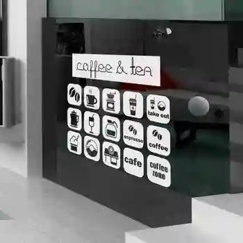 

Coffee and Tea Sticker Food Decal Cafe Poster Vinyl Art Wall Decals Pegatina Decor Mural Coffee Sticker Cafe Decal