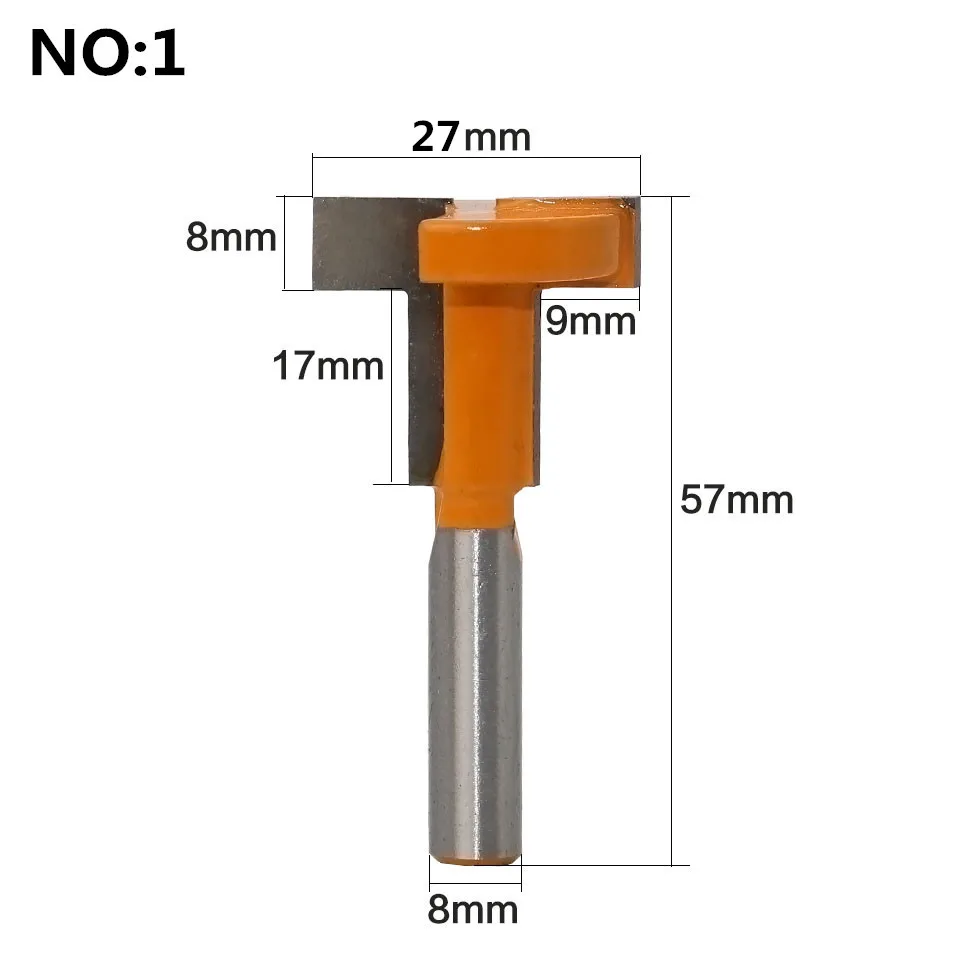 1 шт. 8 мм хвостовик Т-слот и Т-образная дорожка долбежный деревообрабатывающий фреза по дереву для соединения шип-паз фрезерные станки деревообрабатывающие инструменты - Длина режущей кромки: NO1