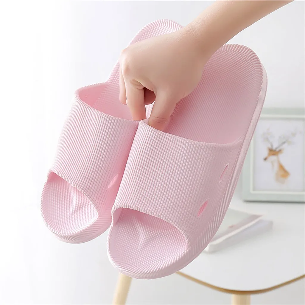 

Summer Women's Shower Slippers Pool Non-slip soild color Slippers Soft Ultra Lightweight Open Toe Bath Slippers Dropshipping
