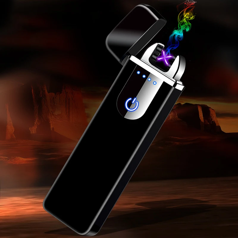 Windproof USB Arc Lighter Cigarette Plasma Flameless Rechargeable Electric for Candle with LED Power Display | Дом и сад