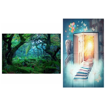 

2 Pcs Fairy Tale Background for Photo 3X5Ft Photography Backdrop Studio Props Wall-Rainforest, Nature & Fairy Tale World
