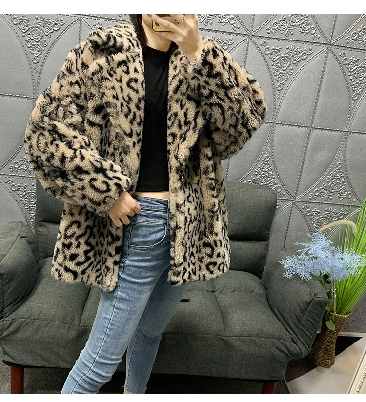 thick warm real fur coat Autumn winter new Women Natural Real Granule sheep wool Teddy Sheep shearing Coat short Coat