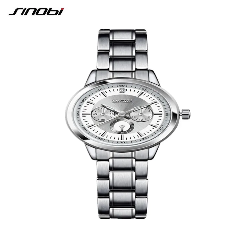 Men Silver Couple Watch Sinobi Women Watches Top Brand Luxury Quartz Watch Women Clock Ladies Dress Wristwatch Fashion Casual lovers Watch - Цвет: Men Silver