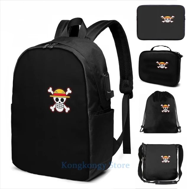 Fashion Anime One Piece Luffy Backpack USB Charge School Bag Teenager  Laptop Bag