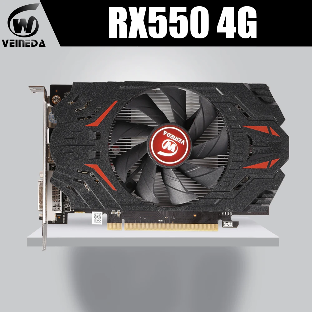Видеокарта VEINIDA Radeon Rx550 GPU 4 ГБ Gddr5 3 0 бит Pci Express Directx12 для настольных ПК|Графические