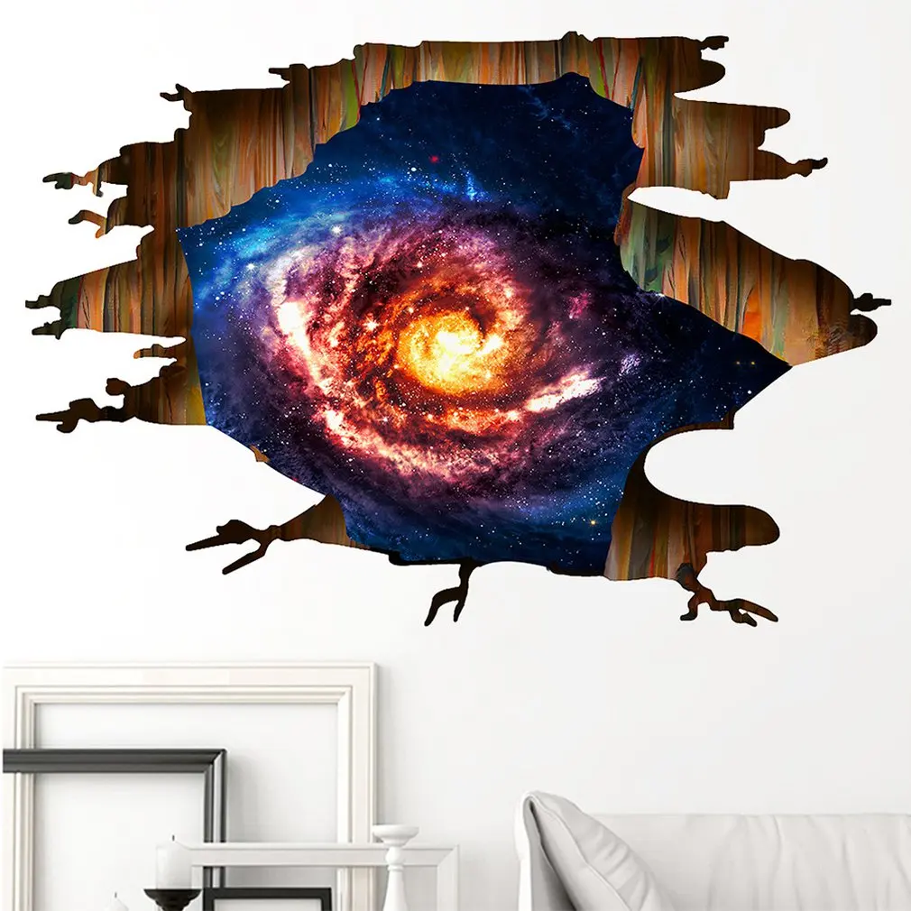 KS6642 3D Star Black Hole Pattern Stickers Wall Bedroom Decoration Waterproof Removable For Kids Rooms Art