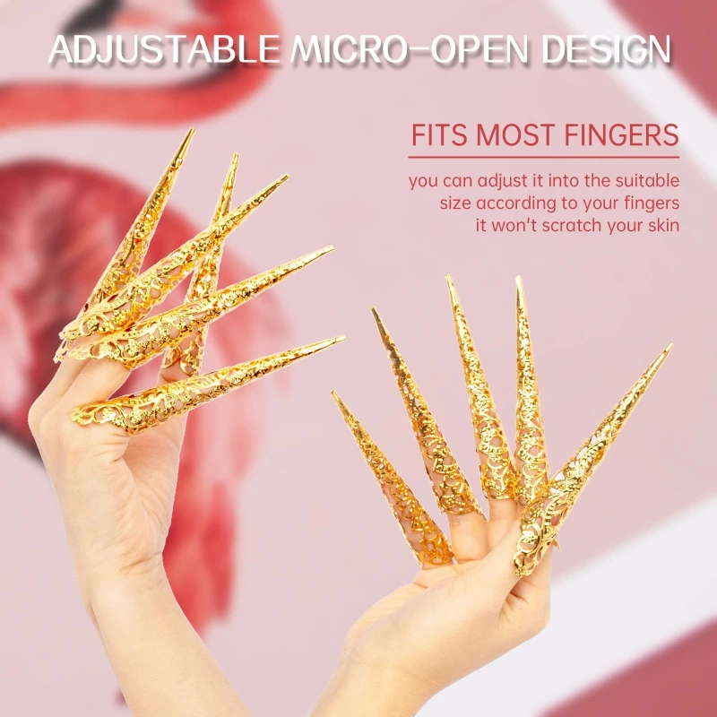 Nail Rings Set Knuckle Finger Ring Finger Tip Protection Belly Dance Accessories 5 Pcs ring set finger ring