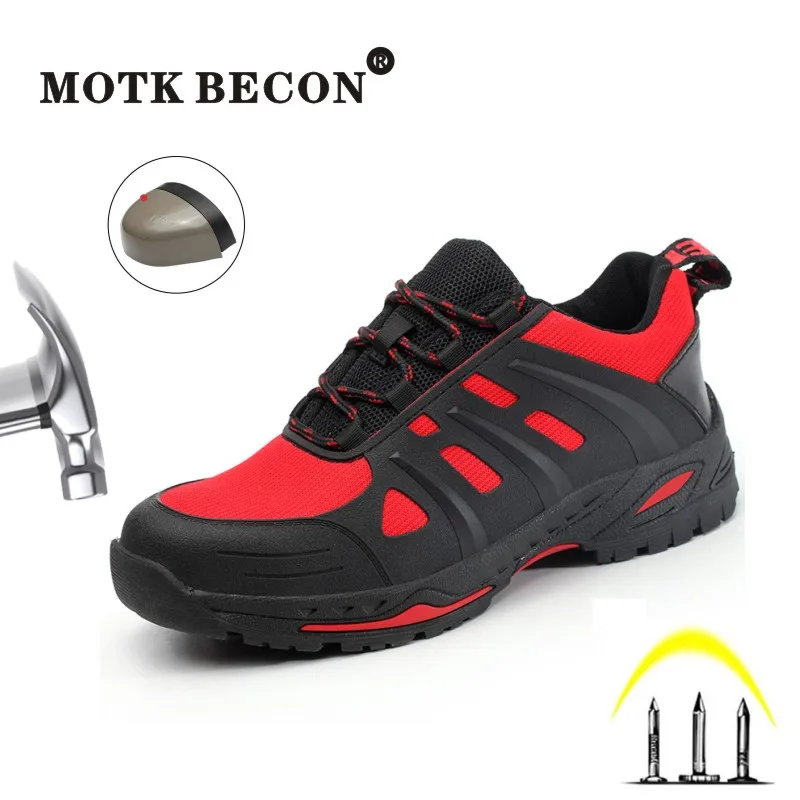 MOTK BECON, неубиваемые, Райдер, защитная обувь для мужчин, стальной носок, анти-раздавливание, легкие рабочие кроссовки, строительные ботинки, MT018