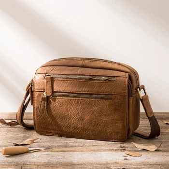 

Retro Handmade Men's Bag Shoulder Messenger Bag Leather Messenger Bag Small Back Pack Casual Leather Bag Male Tide Bag Vintage