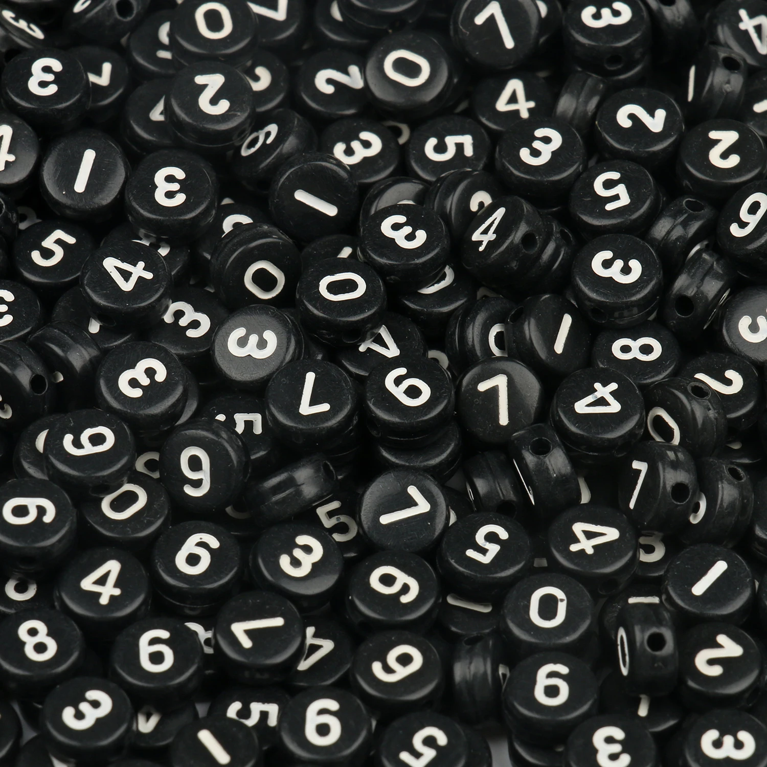 7mm Number Beads, 7mm Black and White Beads, Round Letter Beads, Numbers -   Israel
