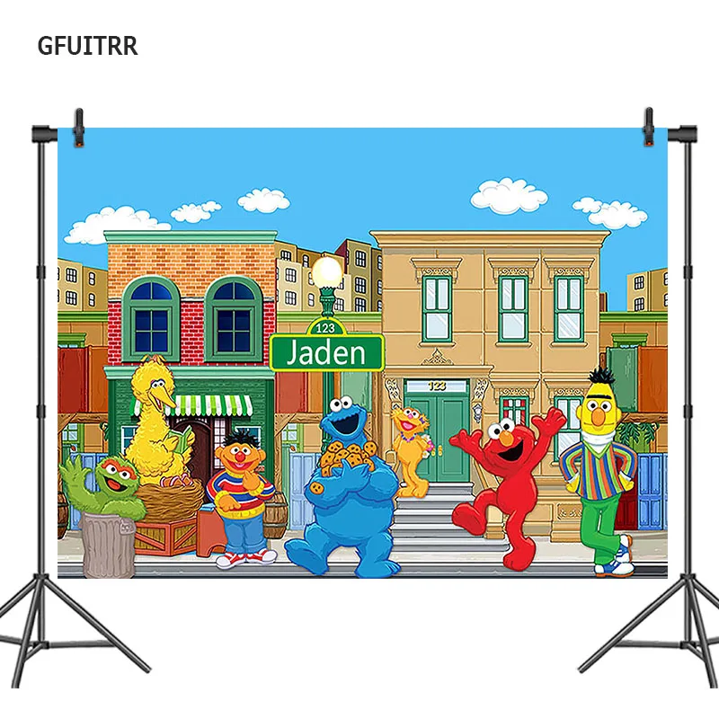 GFUITRR Сезам улица Elmo мир фотография Фон дети 1 й фон для фотосъемки на день рождения