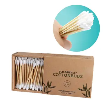 

100/200/300pcs Double Head Cotton Swab Bamboo Cotton Swab Wood Sticks Disposable Buds Cotton Nose Ears Cleaning
