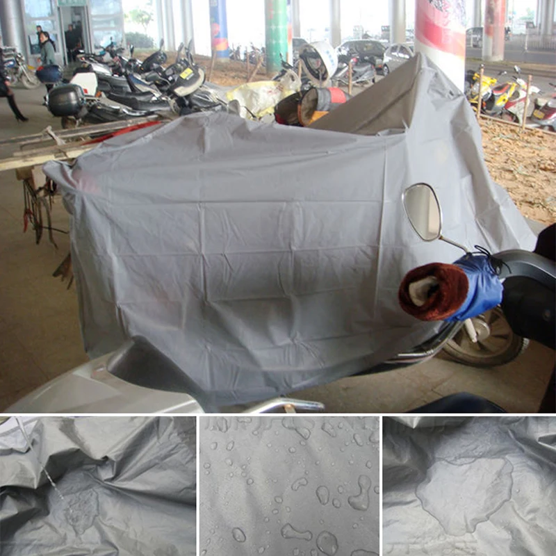 New Waterproof Dustproof Breathable Breathable Full Protective Anti UV Motorcycle Covers Silver Motorcycle Hood Scooters Covers
