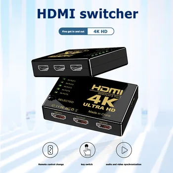 

HDMI Splitter Adapter 5 in 1 Output HDMI Switcher 4K x 2K HD Video Adapter with Remote Switch for Smart HDTV