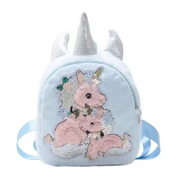 

Girls plush backpack children's large zipper unicorn schoolbag youth schoolbag school travel schoolbag kindergarten backpack
