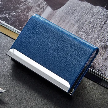 

Credit Card Holder PU Leather Name Portable Fashion Gift Business Case Box Solid Wallet Storage Bag Mini