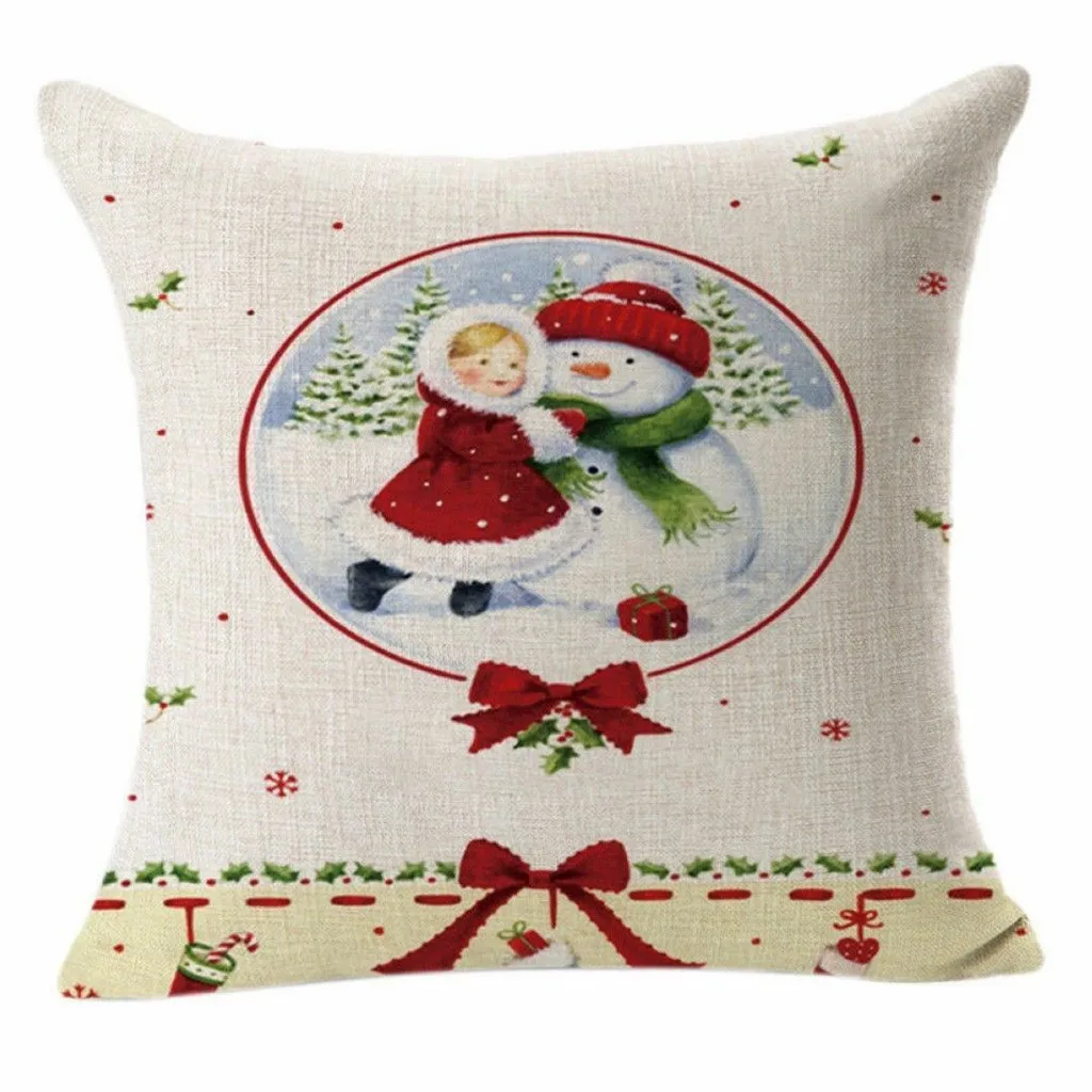 Рождественский чехол для подушки с изображением Санта Клауса, хлопковый льняной чехол для дивана и автомобиля, домашний декор, домашние аксессуары для семьи, товары для дома, Прямая поставка