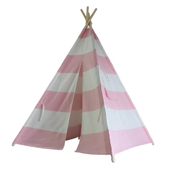 

[AWM] Indian Tent 4 (Small Bunting / With External Shutter Built-In Pocket) Pink Stripes Outdoor Camping Picnic Tent For Kids