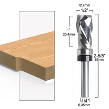 Rolamento ultra-perfomance compressão flush guarnição carboneto sólido cnc roteador bit para carpintaria end mill 1/4