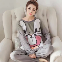 Women's Pajamas Spring Autumn Thin Kawaii Home Service Suit Loose Cotton Can Be Worn Outside Pants Suit Casual Oversized
