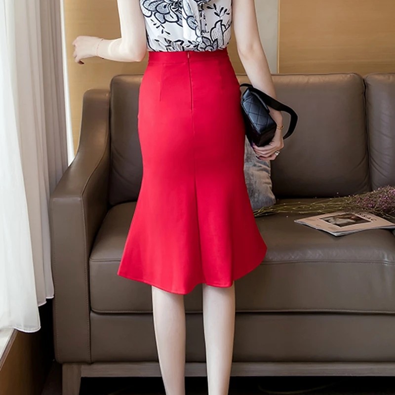 Elegant Black Long Skirts Womens 2022 Korean Fashion Clothing High Waist Y2k Skirt Sexy Autumn Winter Red Party Bridal Skirt XXL