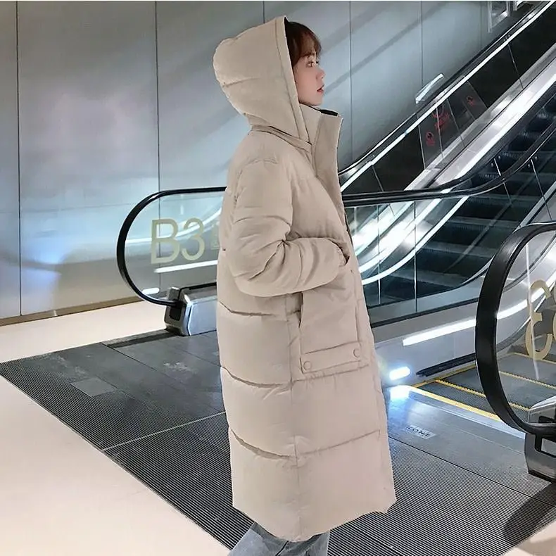 Большие пальто с хлопковой подкладкой Зимняя Куртка парка однотонная женская зимняя толстая пуховая куртка