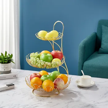 

Nordic Tieyi three layer fruit basket living room candy tray dry fruit storage basket modern simple large fruit plate wholesale