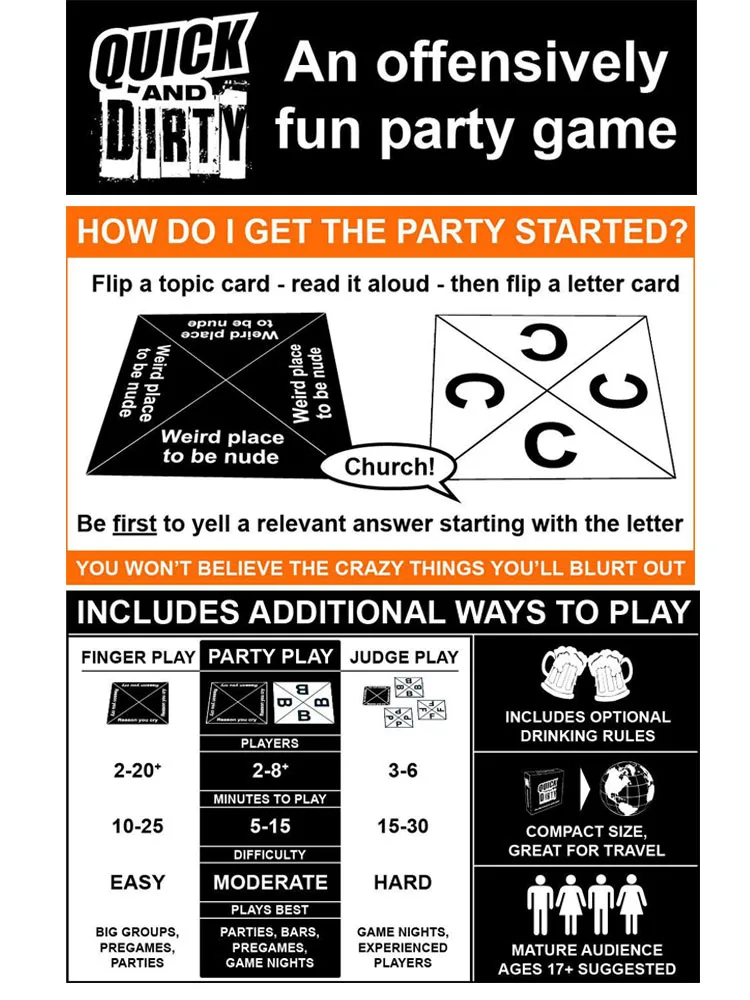 Quick And Dirty An Offensively Fun Party Card Game Family Entertainment Playing Games Holiday Party Board Game Flirty Fun Pack Quick And Dirty An Offensively Fun Party Card Game Family Entertainment Playing Games Holiday Party Board Game Flirty Fun Pack