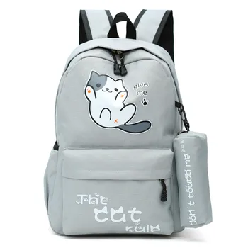 

Anime Japan Neko Atsume Cat Backyard Cartoon Canvas Travel Shoulder Bag Schoolbag Backpack Rucksacks for Teenagers Boys Girls
