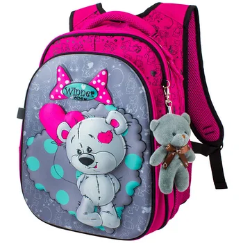 

new Cartoon School Bag For Gilrs Boys bear Pattern Orthopedic Backpack Children School Bags Student Mochila Grade 1-4