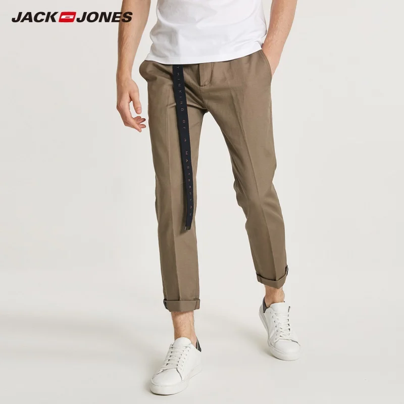 JackJones мужские хлопковые и льняные брюки свободного кроя мужская одежда 218314572