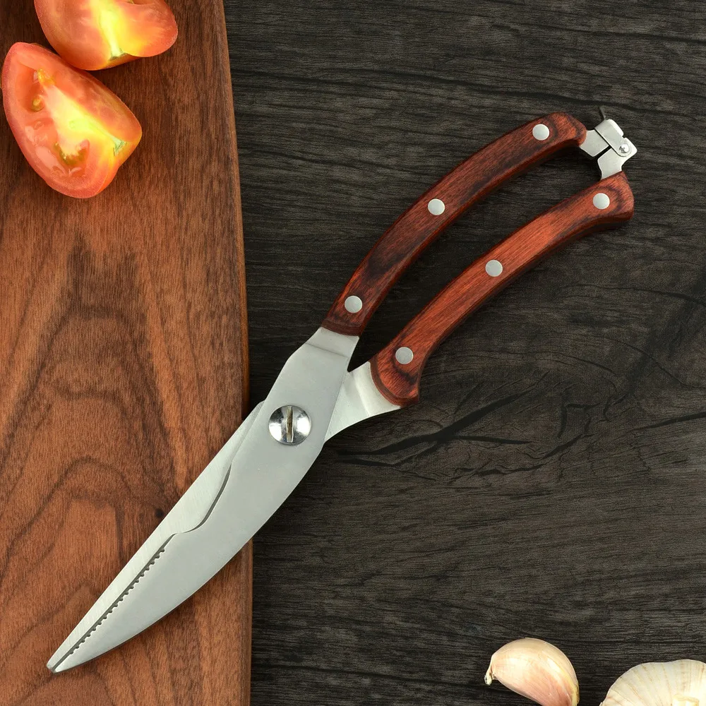 

MYVI 3Cr14 Stainless Steel Kitchen Scissor Durable Chicken Shear With Color Wood Handle Use for Meat Fish Poultry kitchen Tool