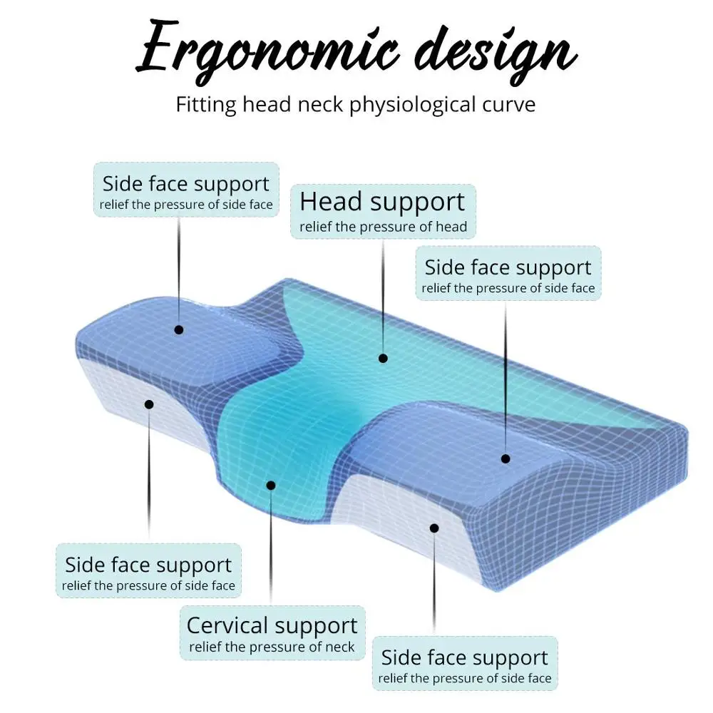 Memory Foam Pillow Cooling Gel Reversible Orthopedic Support Neck Pillows Sleep