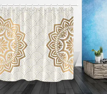 

Circles Waterproof Fabric Mandala Shower Curtain Set Bathroom Accessory 12 Hooks