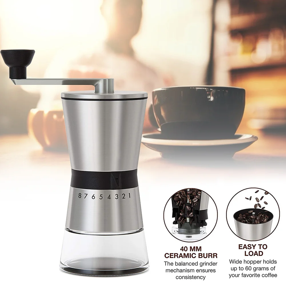 

Stainless Steel Large Capacity Kitchen Wear Resistant Eco Friendly Home Easy Clean Hand Crank Coffee Grinder Manual Bean Mill