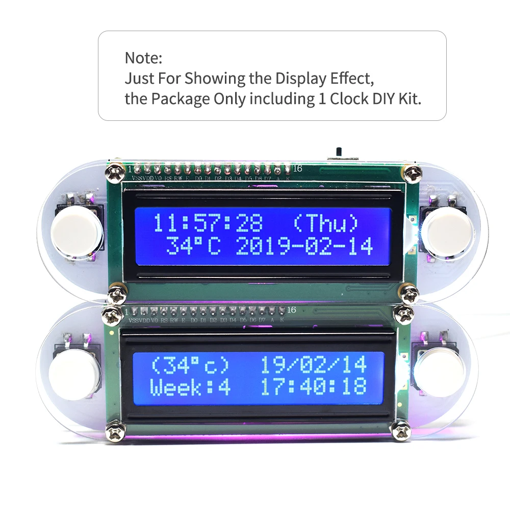 Цифровой светодиодный набор электронных часов LCD1602 для самостоятельной сборки с