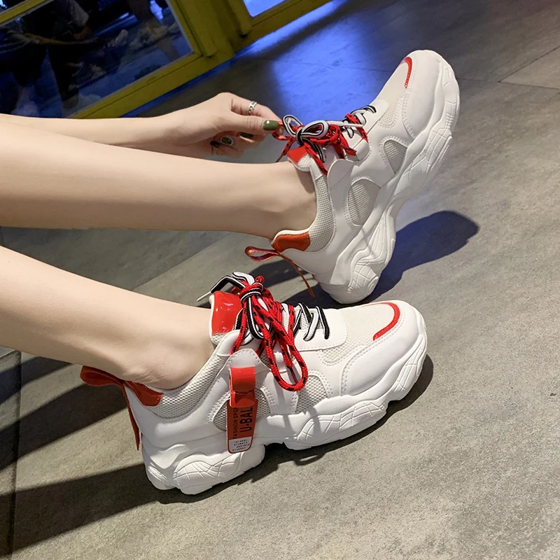 Модная дышащая обувь на плоской подошве; белые женские туфли; zapatos De Mujer; женские кроссовки; женская обувь на танкетке; обувь на массивном каблуке; Ayakkab