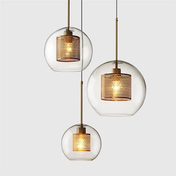 

Nordic LOFT Pendant Lights Led Clear glass Ball Hanging Lamp Dining Room Industrial Decor Kitchen Fixtures Suspension Luminaire
