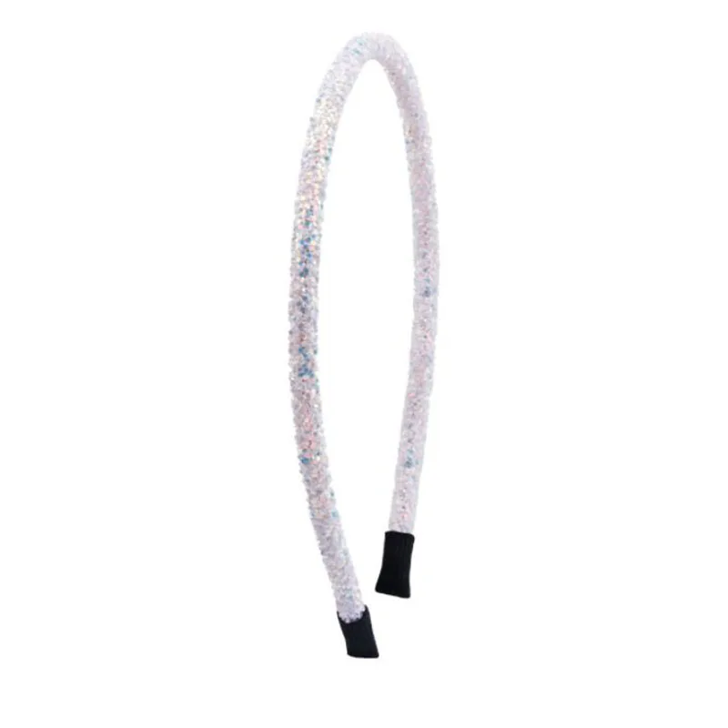 White headband Meimile Блестки для волос аксессуары для детей повязка на голову с блестками для девочек Тонкая Повязка на голову для женщин яркие цвета - Цвет: White headband