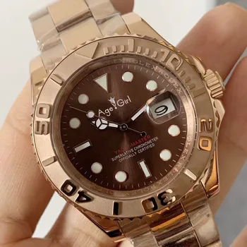

Classic New Men Automatic Mechanical Watch Rose Gold Coffee Stainless Steel Yacht Watches Sapphire ETA2813 Bracelet 40mm