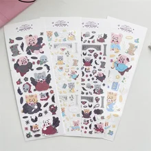 Autocollant de dessin animé coréen Ins chat ange démon, autocollant mignon Kawaii pour téléphone portable, papeterie de bricolage pour enfants, autocollant décoratif étanche