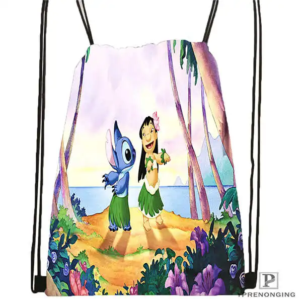 Drawstring Backpack Customilo-Stitch-walt@ 01-походная сумка на шнурке для мужчин и женщин милый рюкзак для детей(черная спинка) 31x40 см#20180611-03-139 - Цвет: Drawstring Backpack