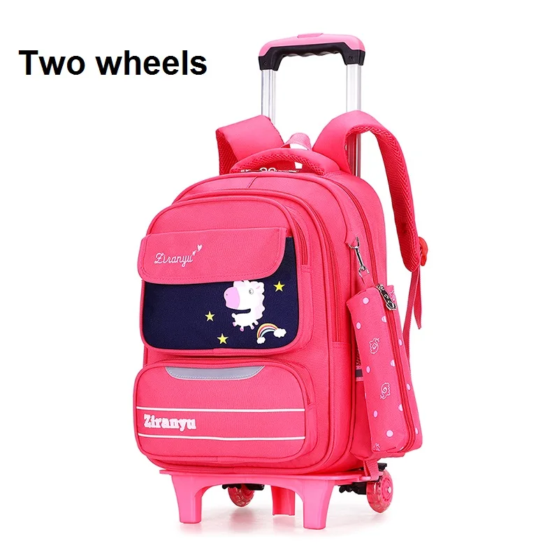2 wheels white Школьные сумки на колесиках для девочек, студенческий школьный рюкзак для мальчиков, водонепроницаемый рюкзак Mochila Escolar, легкий рюкзак на колесиках Zaino - Цвет: 2 wheels white