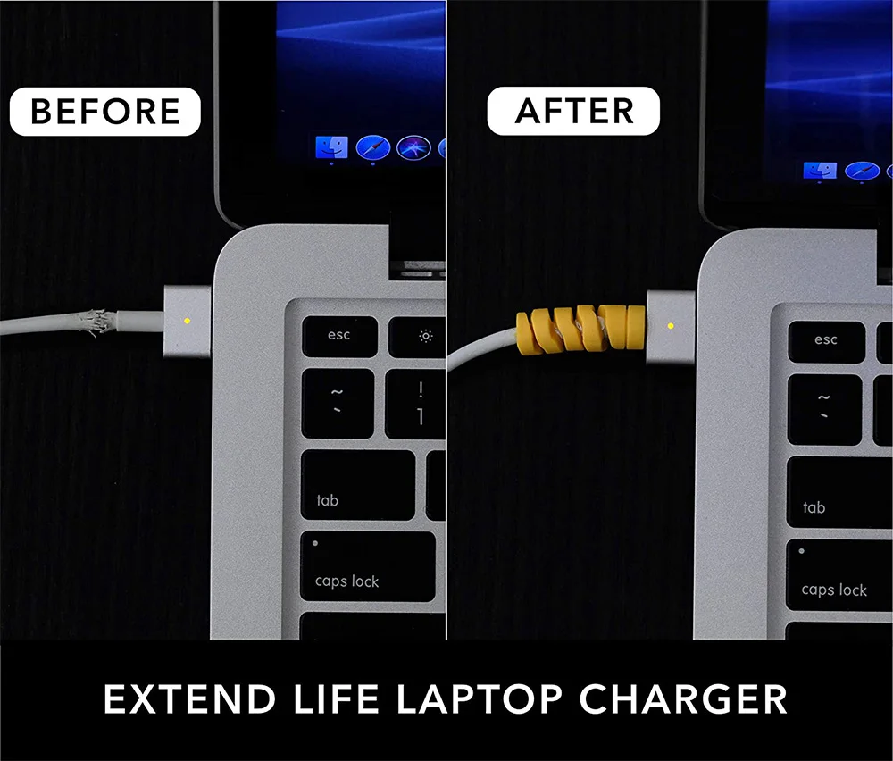 Farebná sada ochranných prvkov na káble vystavená na stole