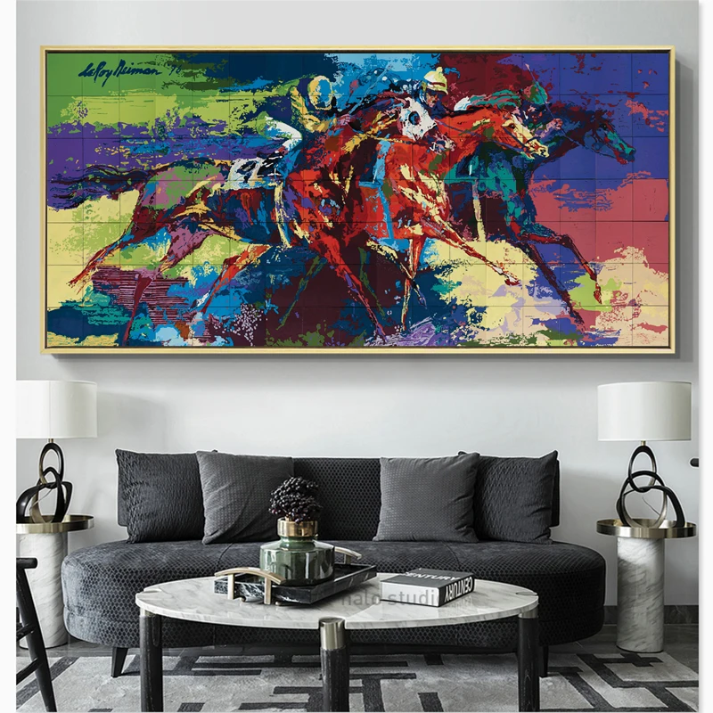

Posters And Prints Graffiti Art Horse Racing in Map Canvas Painting Wall Pictures For Living Room Animal Art Decoration Unframed