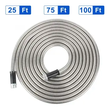 

75ft Garden Water Hose Stainless Steel Garden Water Hose Non-kink Flexible Lightweight Metal Pipe