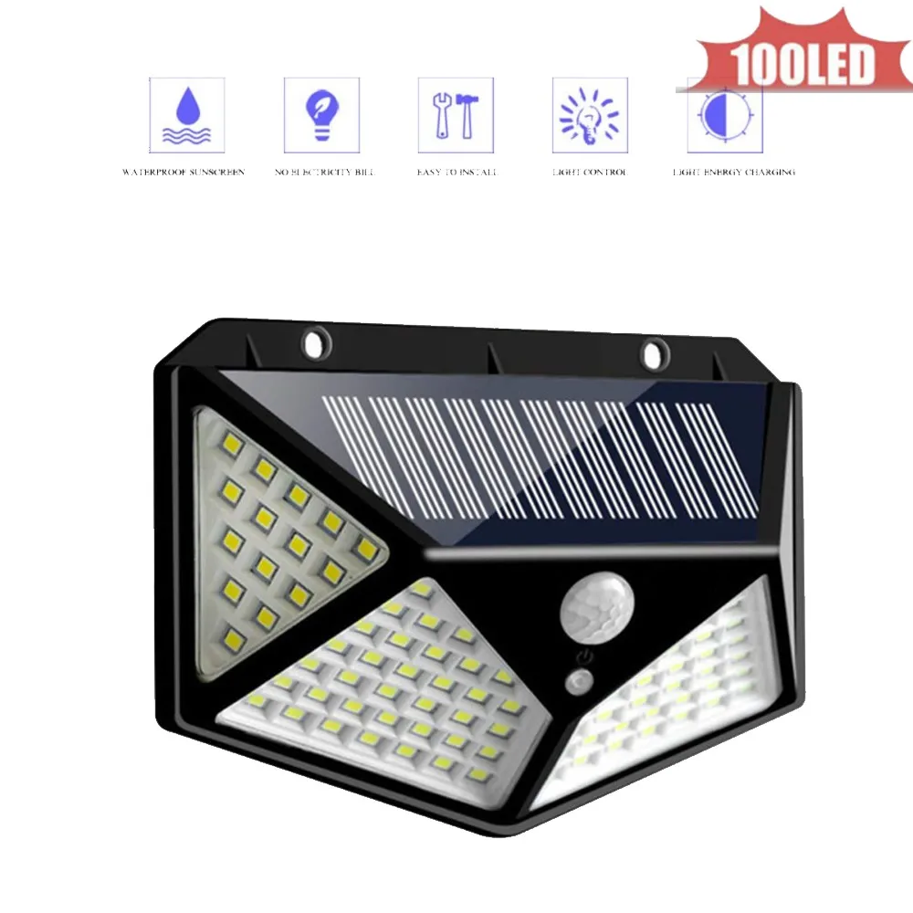 

Solar Lights Outdoor 100 LED Waterproof Motion Sensor Security Light Detachable Design Wall Light for Driveway Garden 4 sided 27