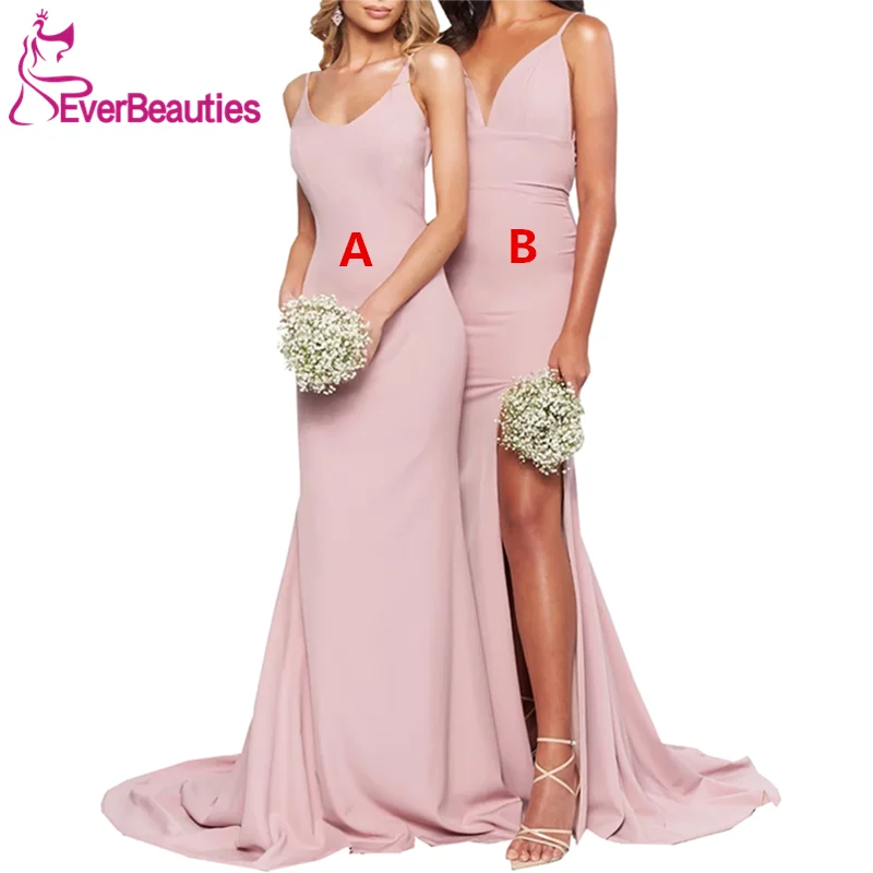 Vestido Madrinha Русалка платья подружки невесты атласное платье с v-образным вырезом и разрезом сбоку demoiseur D'Honneur