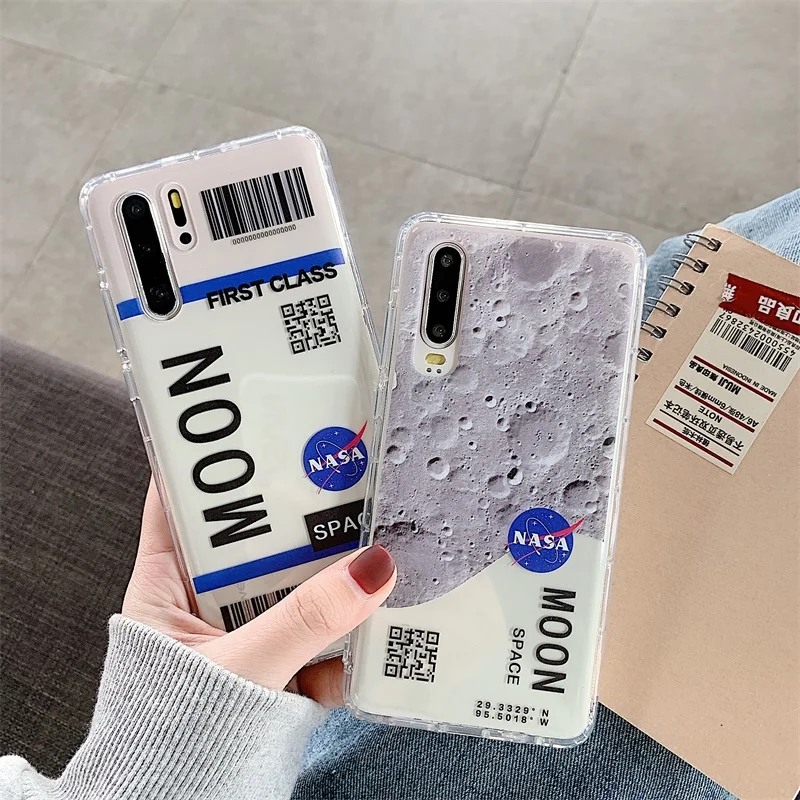 Meachy Soft TPU Letter Print Airline Label Case Funda For Huawei Mate 30 20 Pro P30 P20 Honor 8X 9X 10 Nova 4 5 |