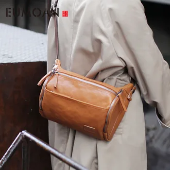 

EUMOAN Vintage casual leather women's bags, ladies bags, large-capacity trend-set personality shoulder bag